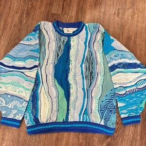 Vintage retro 90s hip hop coogi Australian 3D kaleidoscope textured sweater